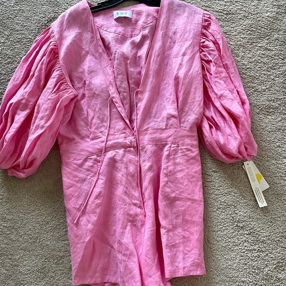 SWF puff sleeve linen romper NWT - Picture 4 of 7
